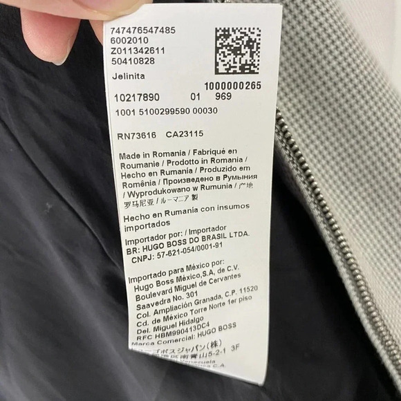 Hugo Boss Jelinita Blazer Black White Full Zip Wool Blend Houndstooth Jacket 2 - Picture 14 of 16